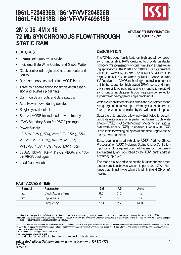 IS61LF204836B_6943564.PDF Datasheet
