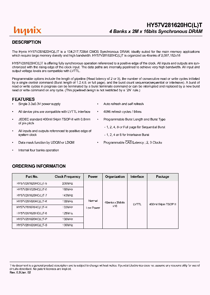 HY57V281620HCT-S_6791491.PDF Datasheet