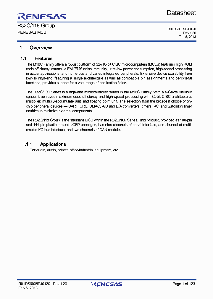 R5F64185NFD13_6945060.PDF Datasheet