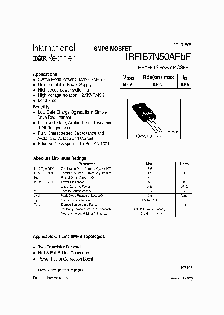 IRFIB7N50APBF_6794737.PDF Datasheet