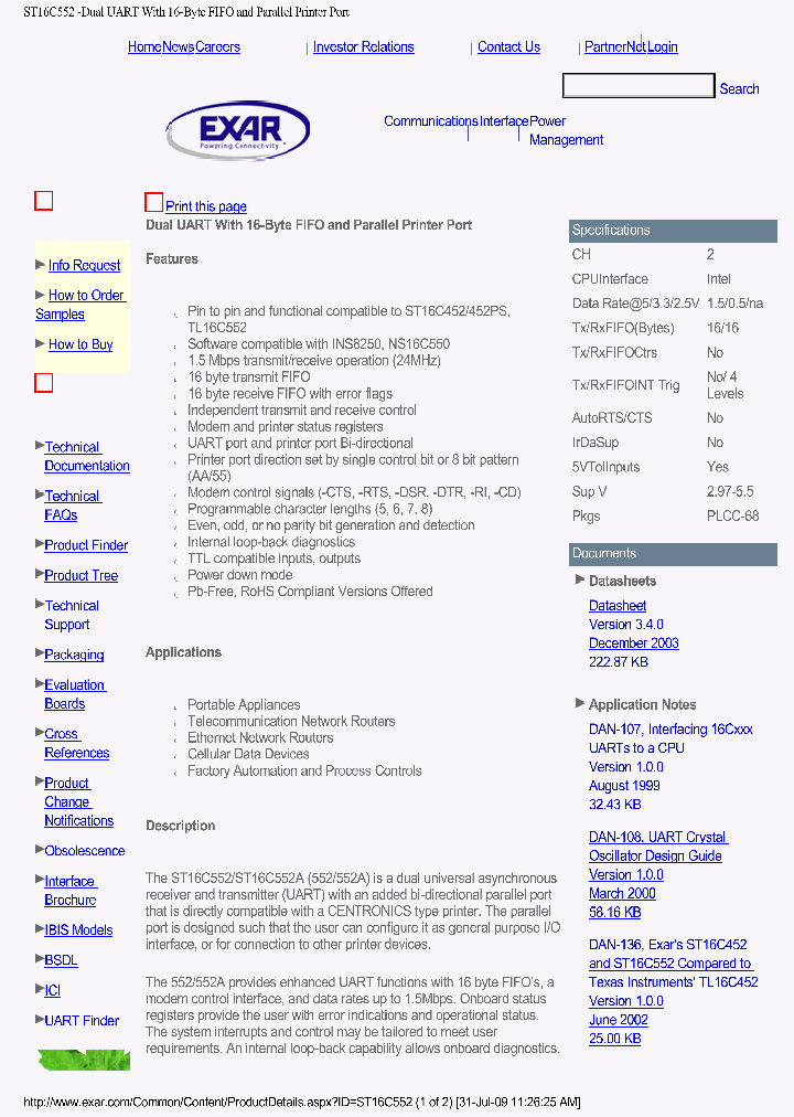 EXARCORP-ST16C552IJ68-F_6793651.PDF Datasheet