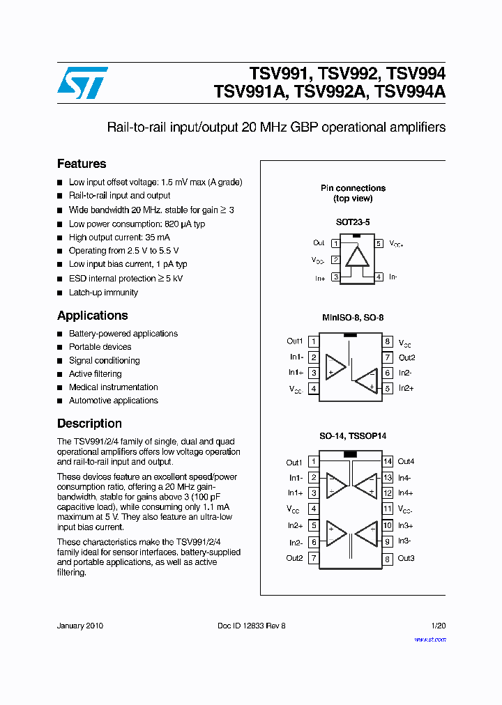 STMICROELECTRONICS-TSV991AIYLT_6799553.PDF Datasheet