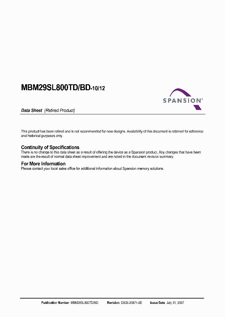 SPANSIONLLC-MBM29SL800BD-10PBT-E1_6802092.PDF Datasheet
