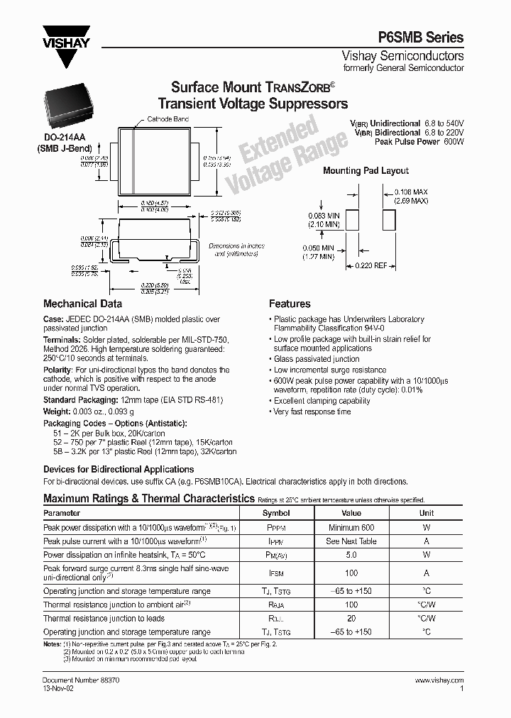 VISHAYSEMICONDUCTORS-P6SMB75CA-52_6808365.PDF Datasheet