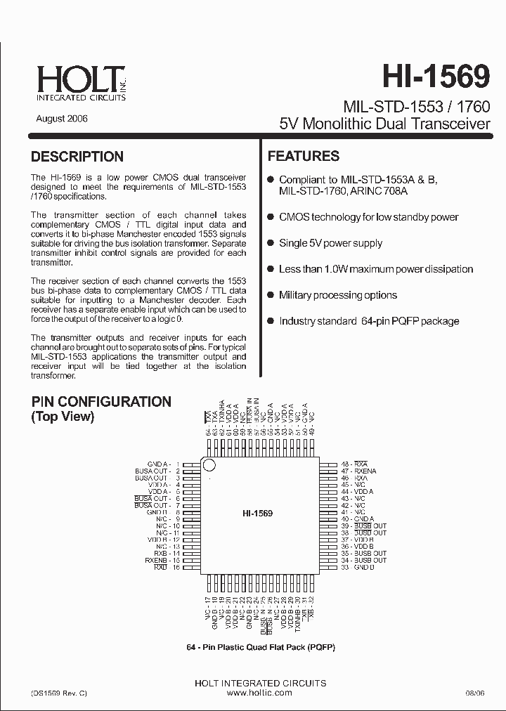 HOLTINTEGRATEDCIRCUITSINC-HI-1569PQTF_6809090.PDF Datasheet