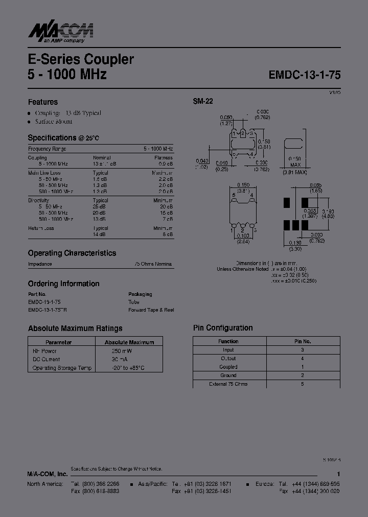 EMDC-13-1-75TR_6813557.PDF Datasheet