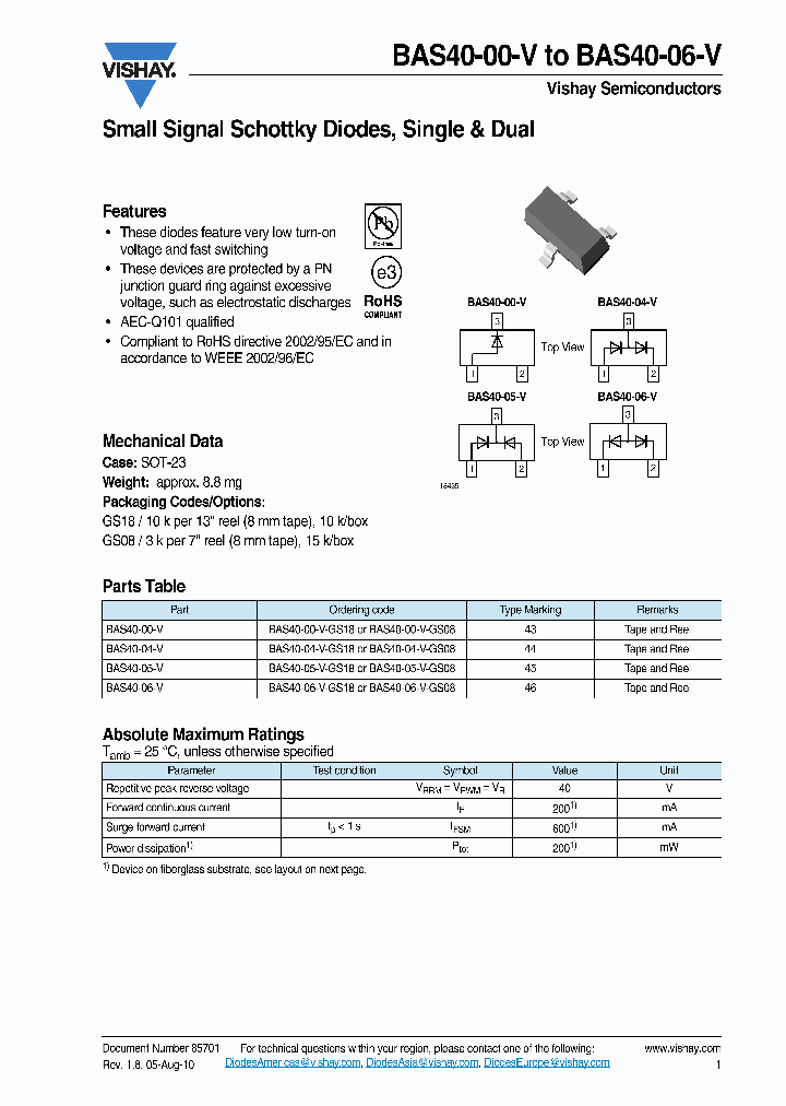 BAS40-04-V-GS18_6814037.PDF Datasheet