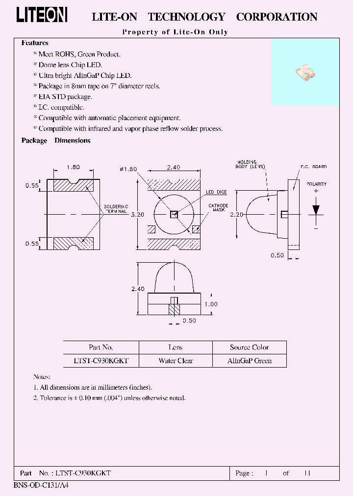 LTST-C930KGKTBINS_6820441.PDF Datasheet