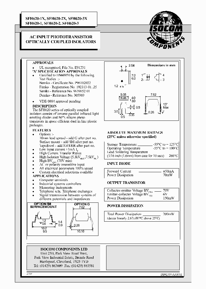 ISOCOMCOMPONENTSLTD-SFH620-2X-SMTAMPR_6821770.PDF Datasheet