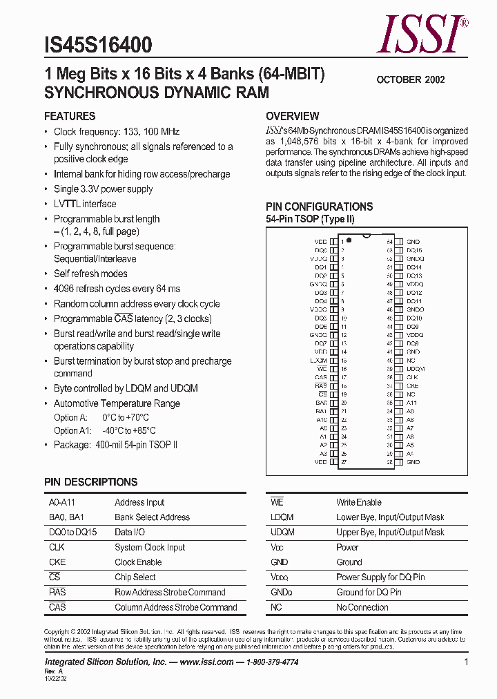 IS45S16400-10TA1_6828475.PDF Datasheet