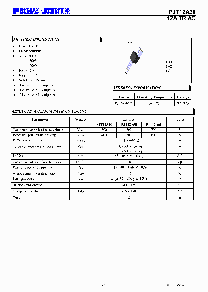 PJ12A60CZ_6825580.PDF Datasheet