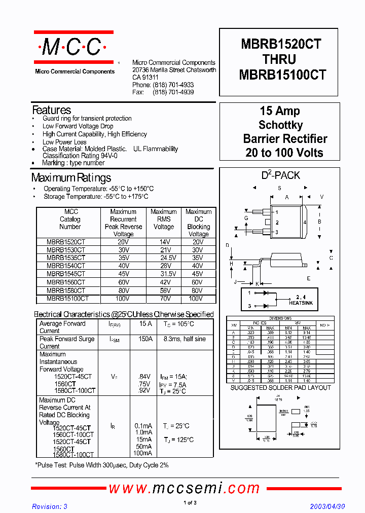 MBRB1545CT-TP_6833932.PDF Datasheet