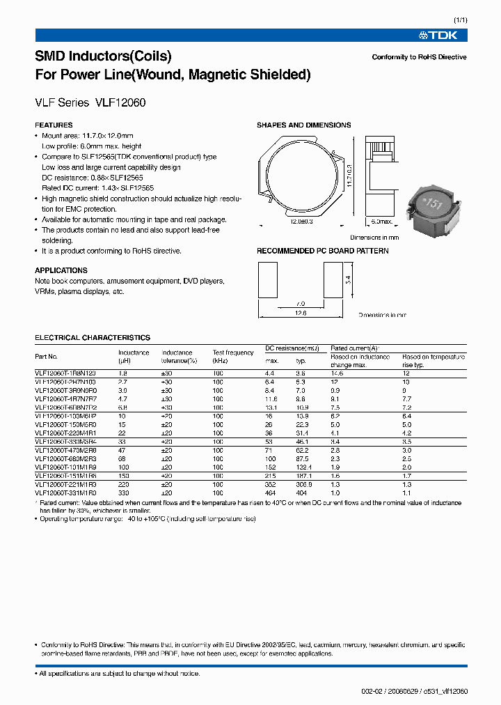 VLF12060T-100M6R2_6835913.PDF Datasheet