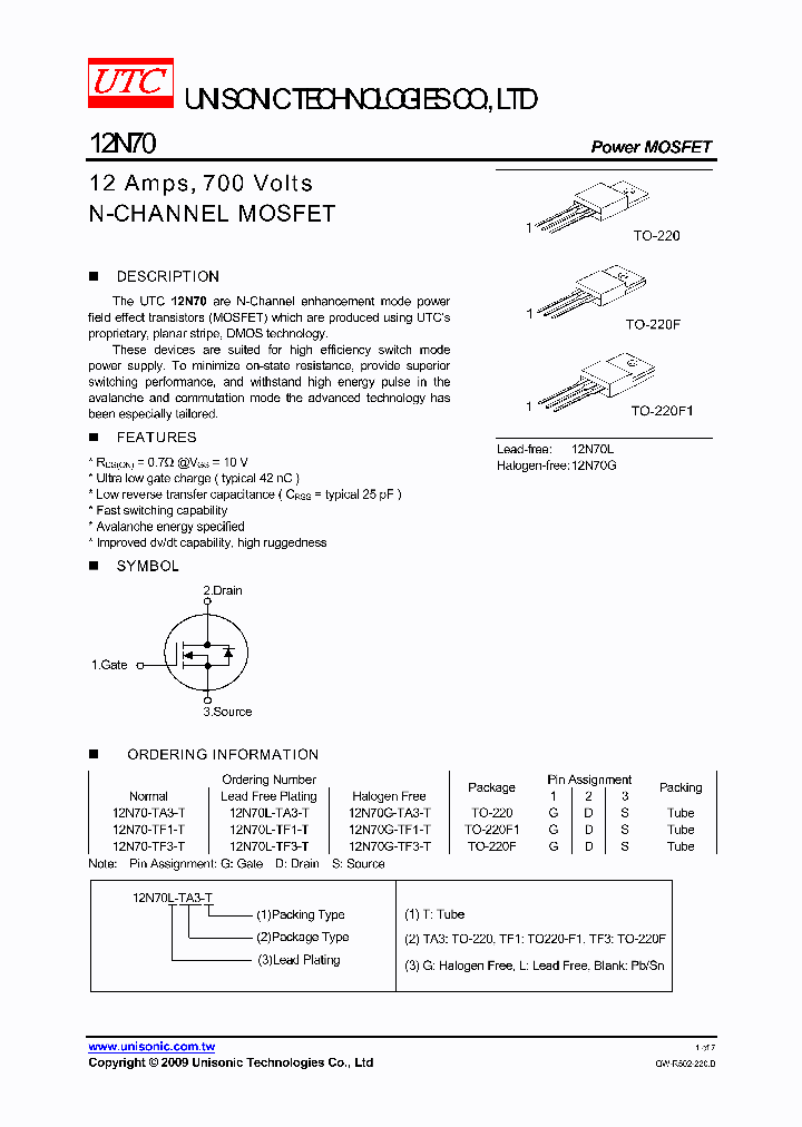12N70G-TF3-T_6844149.PDF Datasheet