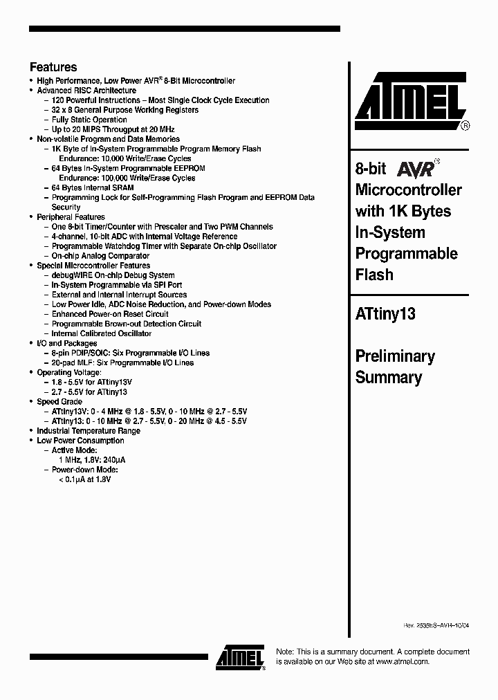 ATTINY13V-10MI_6849460.PDF Datasheet