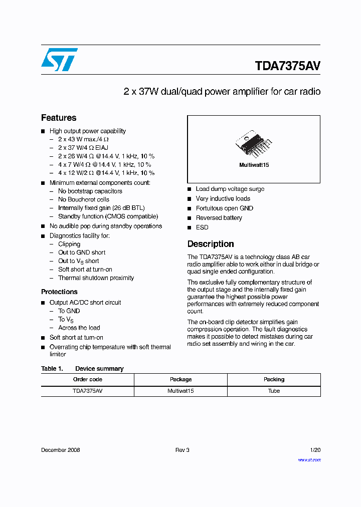 TDA7375AV_6847304.PDF Datasheet
