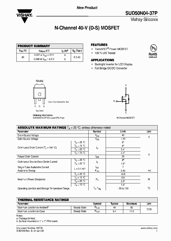 VISHAYSILICONIX-SUD50N04-37P-E3_6852973.PDF Datasheet