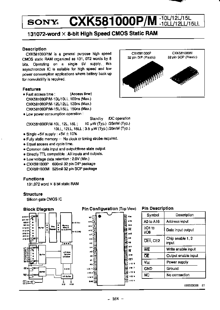 CXK581000P-10LL_6859397.PDF Datasheet