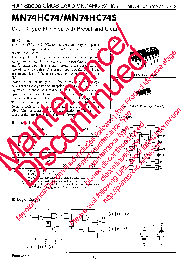 PANASONICCORP-MN74HC74_6861465.PDF Datasheet