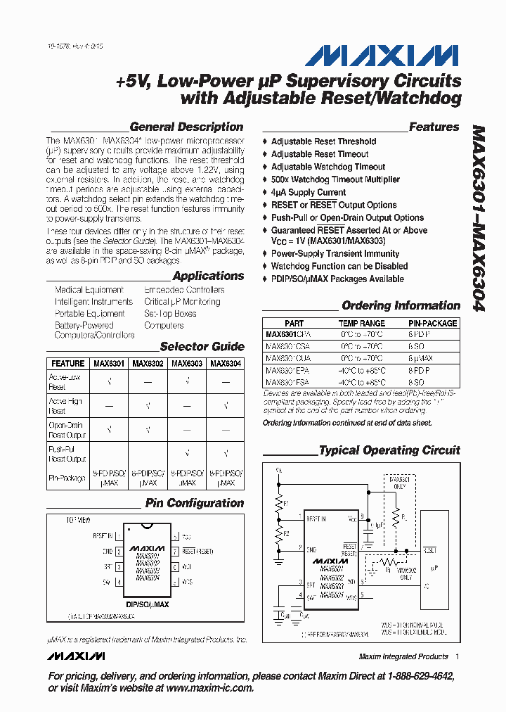 MAX6304CSA_6863864.PDF Datasheet