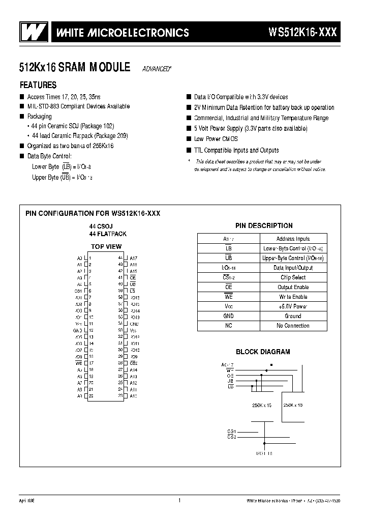 WS512K16-25FLC_6867855.PDF Datasheet