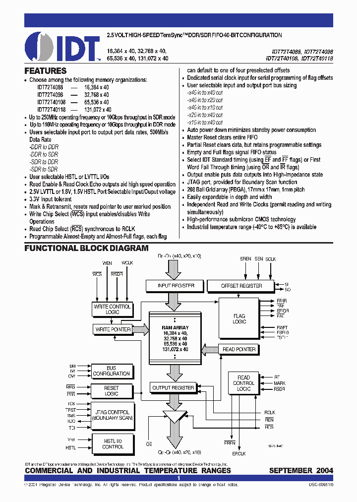 IDT72T40118L67BB_6870295.PDF Datasheet