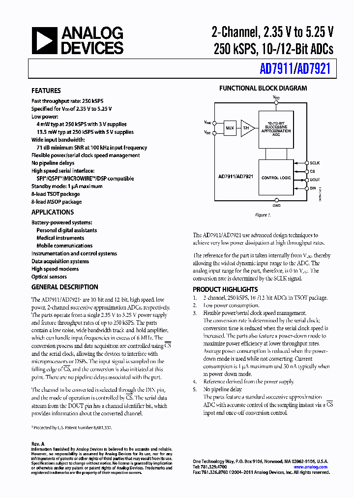 AD7911AUJZ-R2_6871107.PDF Datasheet