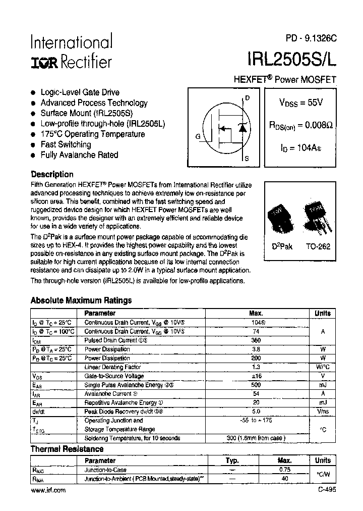 IRL2505STRR_6874421.PDF Datasheet