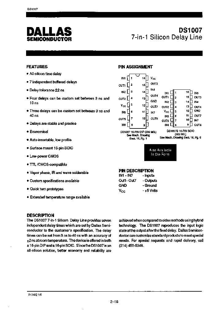 MAXIMINTEGRATEDPRODUCTSINC-DS1007DIE-9_6875029.PDF Datasheet