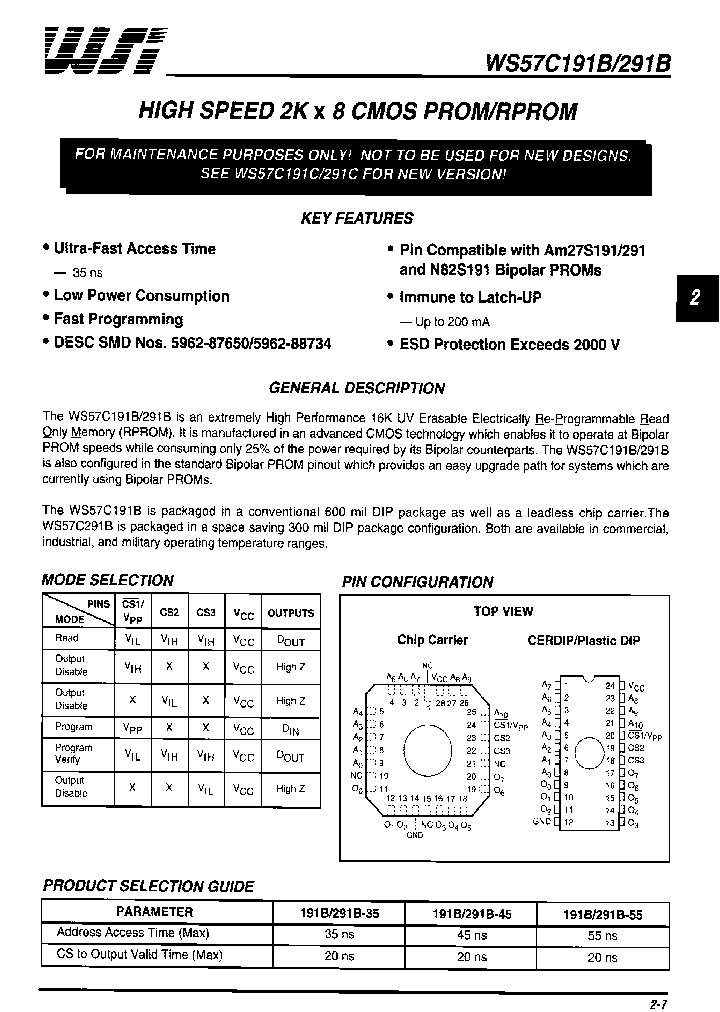 WS57C291B-50TMB_6874380.PDF Datasheet