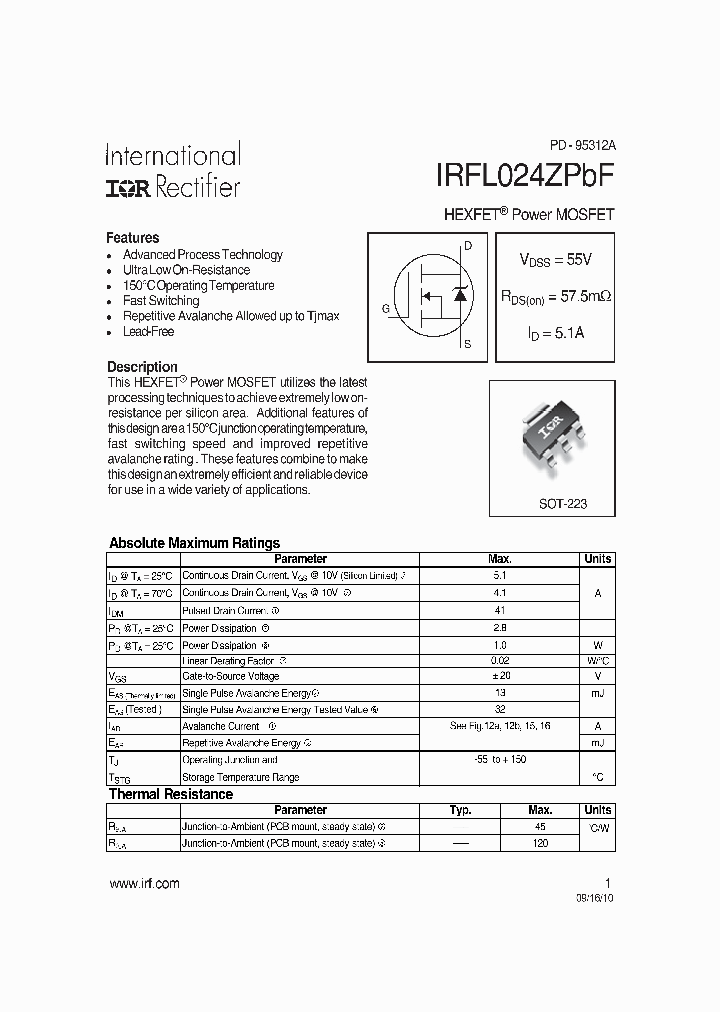 IRFL024ZPBF_6880124.PDF Datasheet
