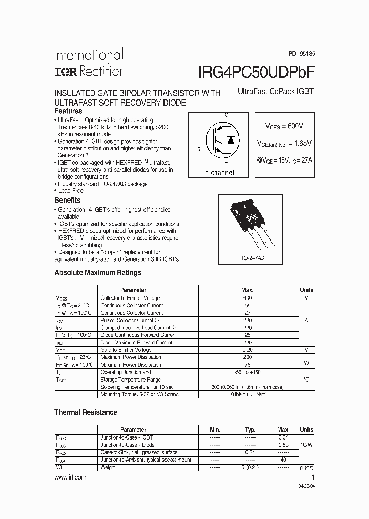 IRG4PC50UDPBF_6882956.PDF Datasheet