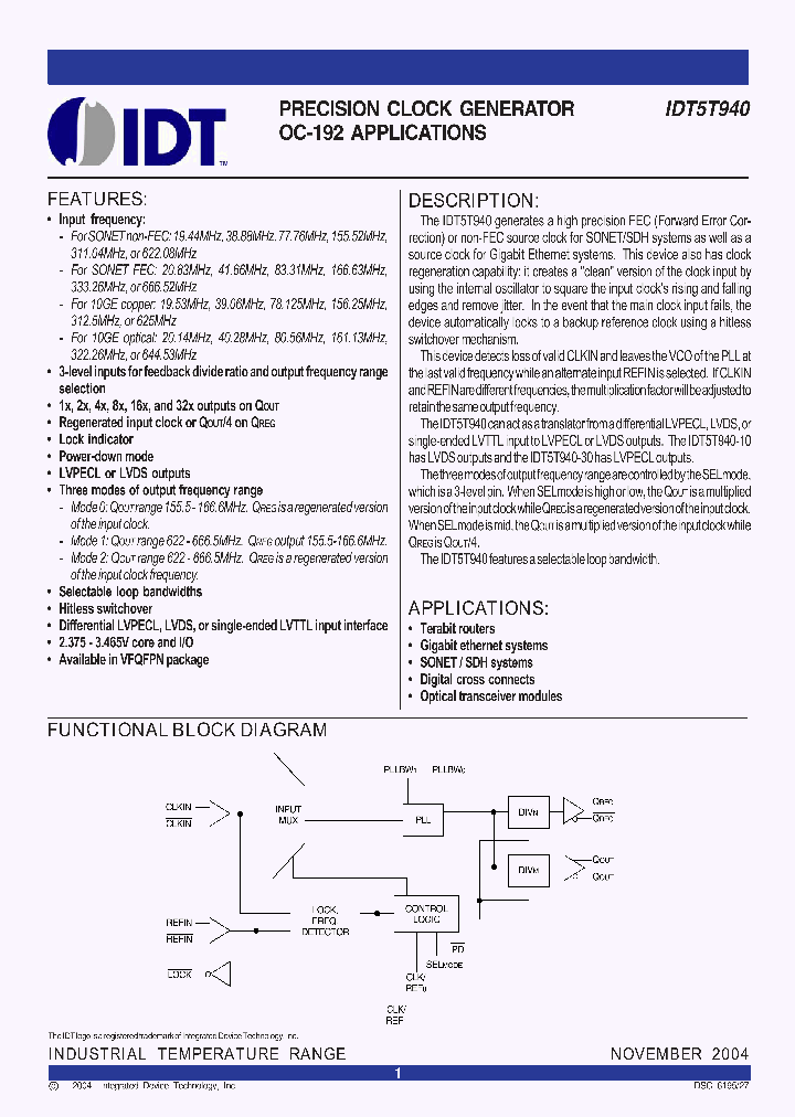 IDT5T940-30NLI8_6885625.PDF Datasheet
