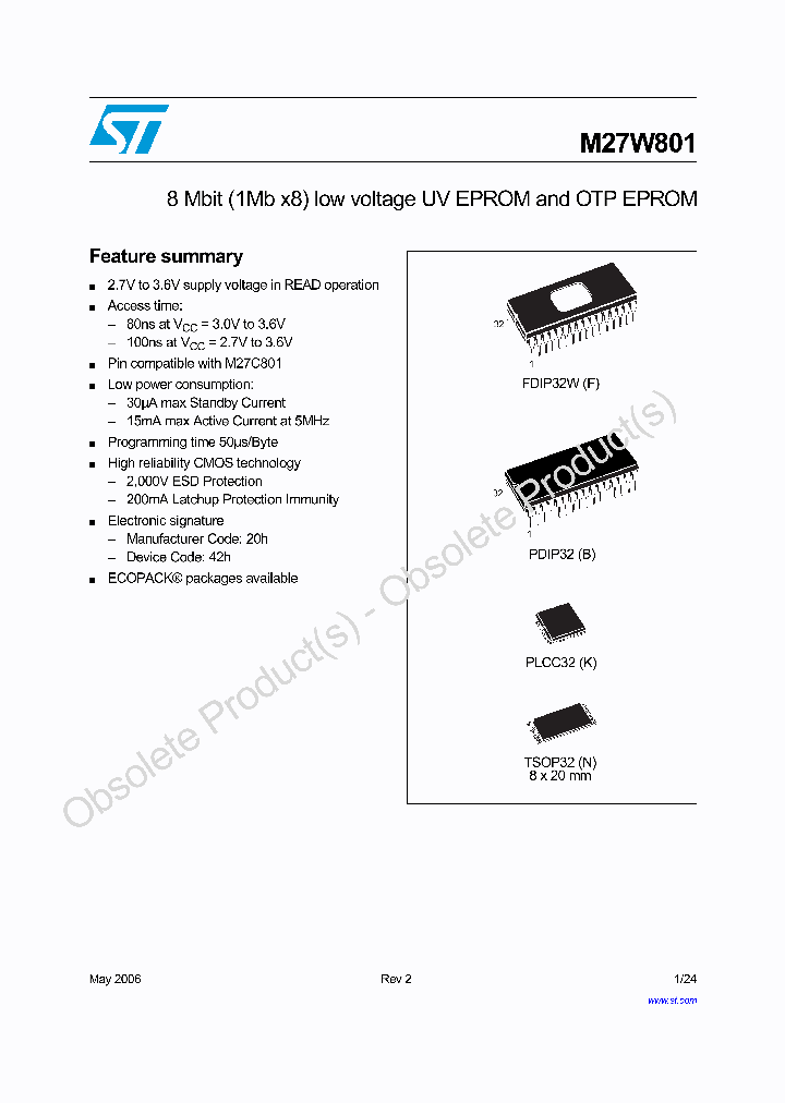 M27W801-100F6TR_6888084.PDF Datasheet