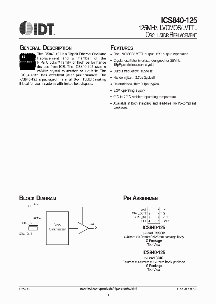 ICS840AG-125T_6888700.PDF Datasheet
