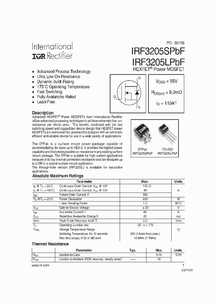 IRF3205STRLPBF_6954788.PDF Datasheet