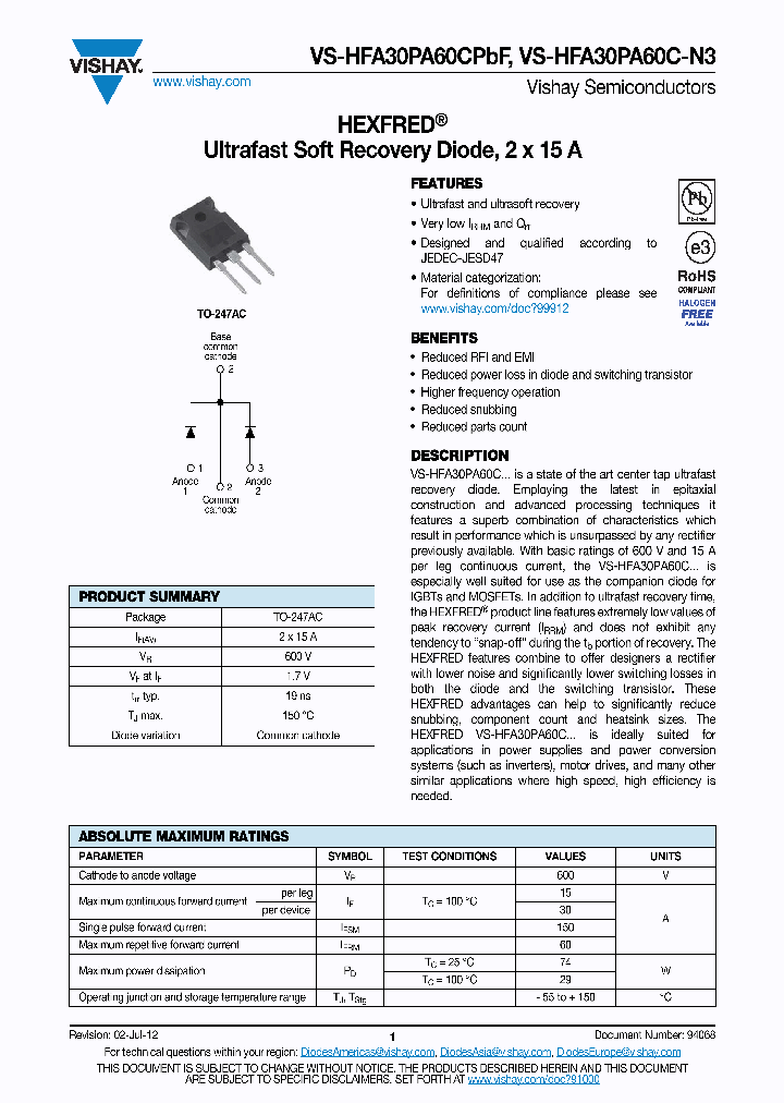 VS-HFA30PA60CPBF_6955523.PDF Datasheet