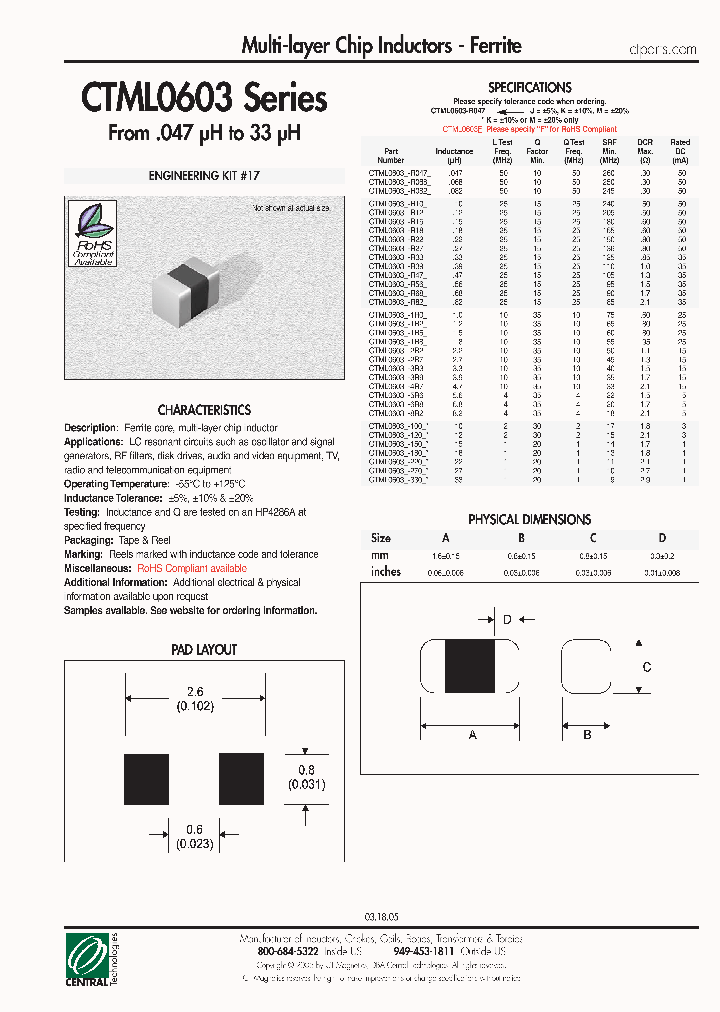 CTML0603-R082K_6898522.PDF Datasheet