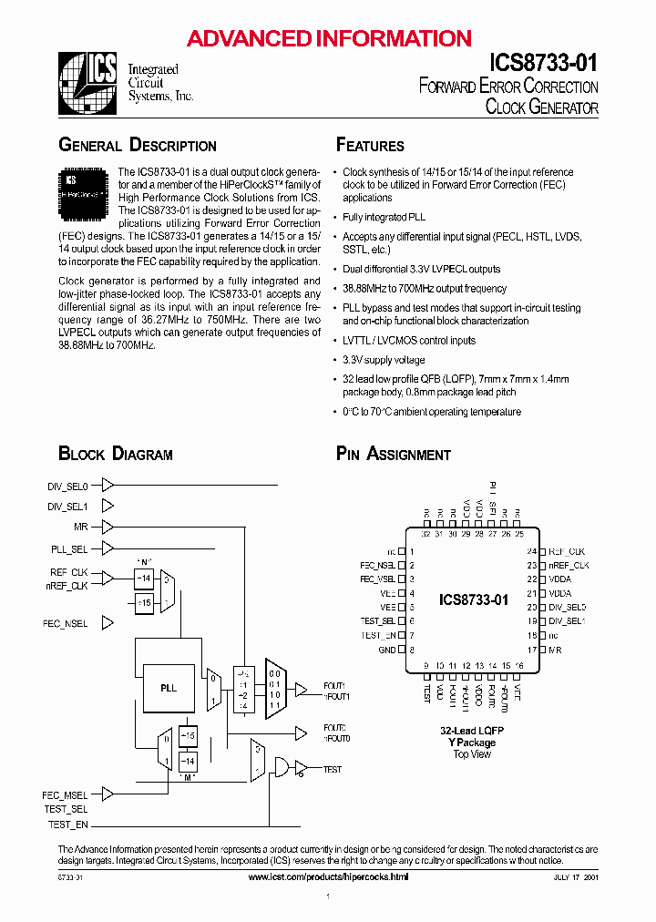 ICS8733Y-01_6913926.PDF Datasheet