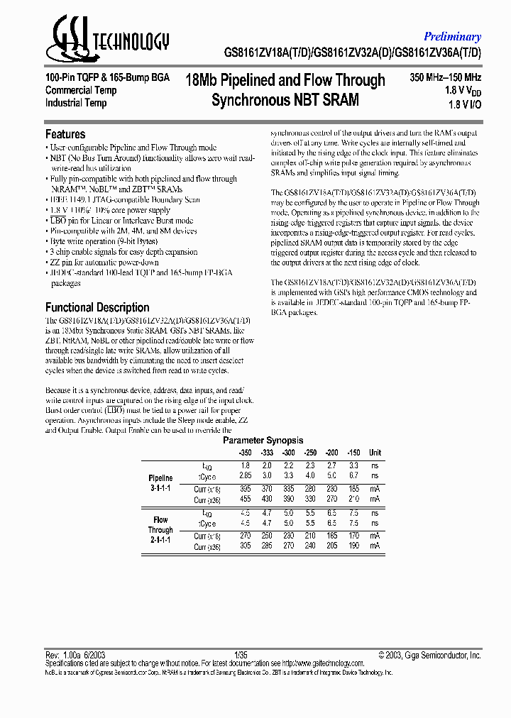 GS8161ZV18AT-350I_6920464.PDF Datasheet