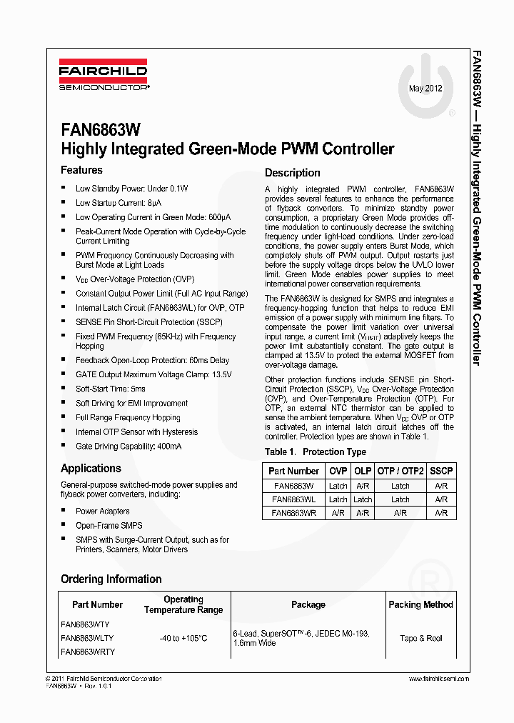 FAN6863WTY_6959615.PDF Datasheet