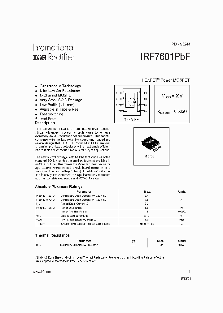 IRF7601PBF_6928927.PDF Datasheet