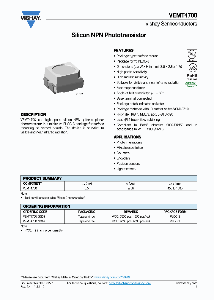 VEMT4700F-GS08_6933610.PDF Datasheet