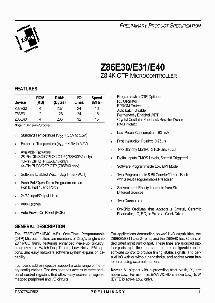 Z86E31_6932883.PDF Datasheet
