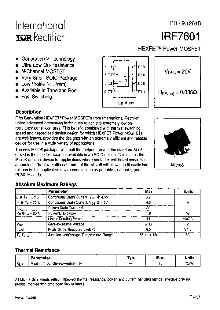 IRF7601_6928925.PDF Datasheet