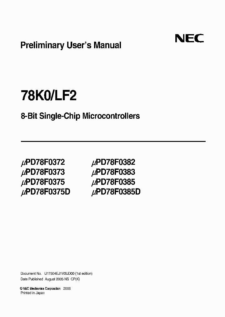UPD78F0382GKR-8EU-A_6942142.PDF Datasheet
