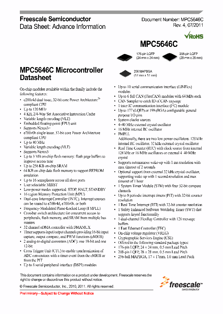 MPC5646CCF0CMJ8_6944115.PDF Datasheet