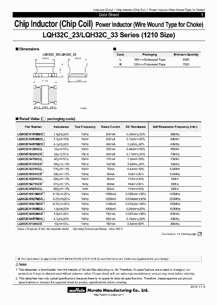 LQH32CN221K23L_6940041.PDF Datasheet