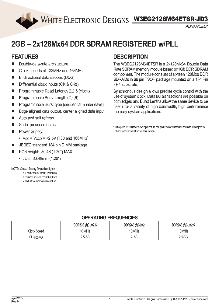 W3EG2128M64ETSR335JD3SF_6942055.PDF Datasheet