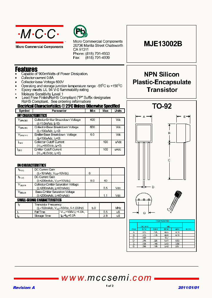 MJE13002B_6961862.PDF Datasheet